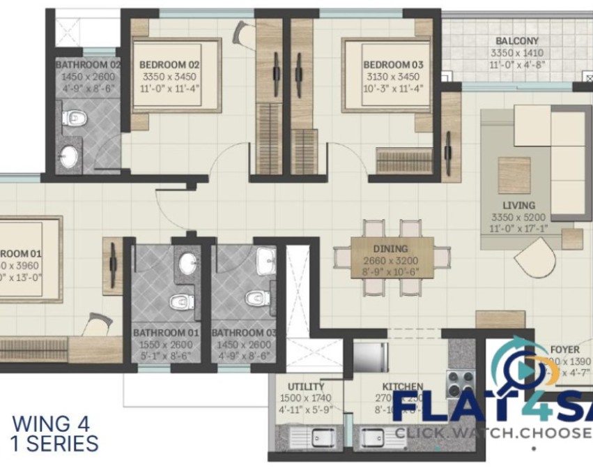 Luxurious 3 BHK Apartment for Sale in Sobha Townpark - Manhattan Tower-4 Bengaluru